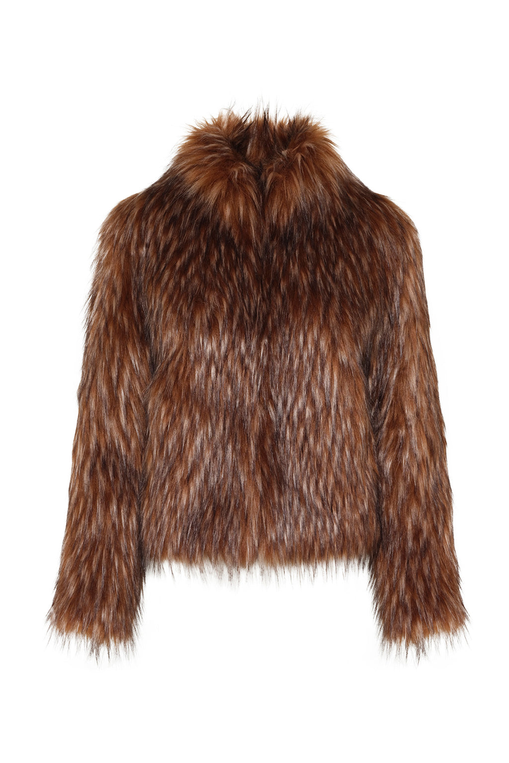Fur Delish Jacket in Brown Raccoon flat front