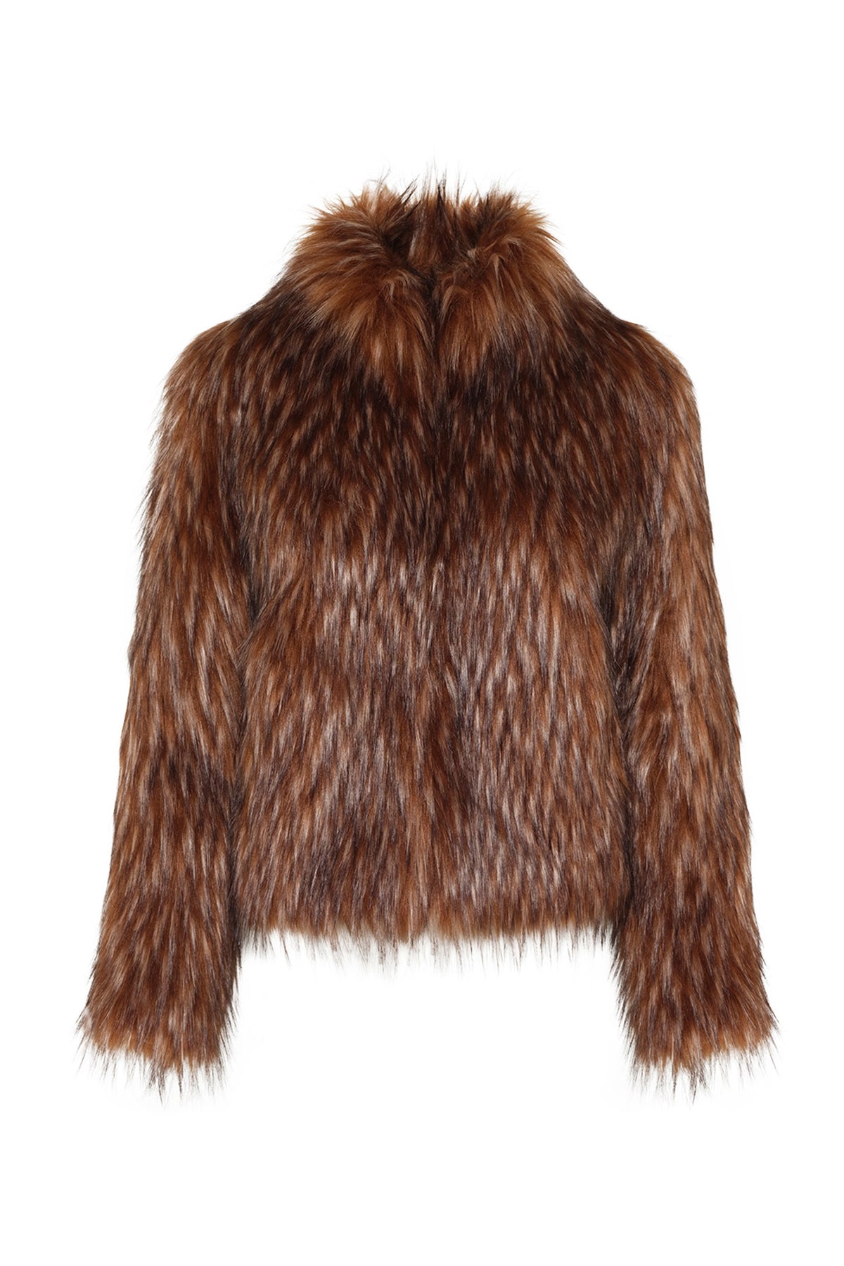 Fur Delish Jacket in Brown Raccoon flat front