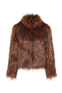 Fur Delish Jacket in Brown Raccoon flat front