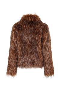 Fur Delish Jacket in Brown Raccoon flat back