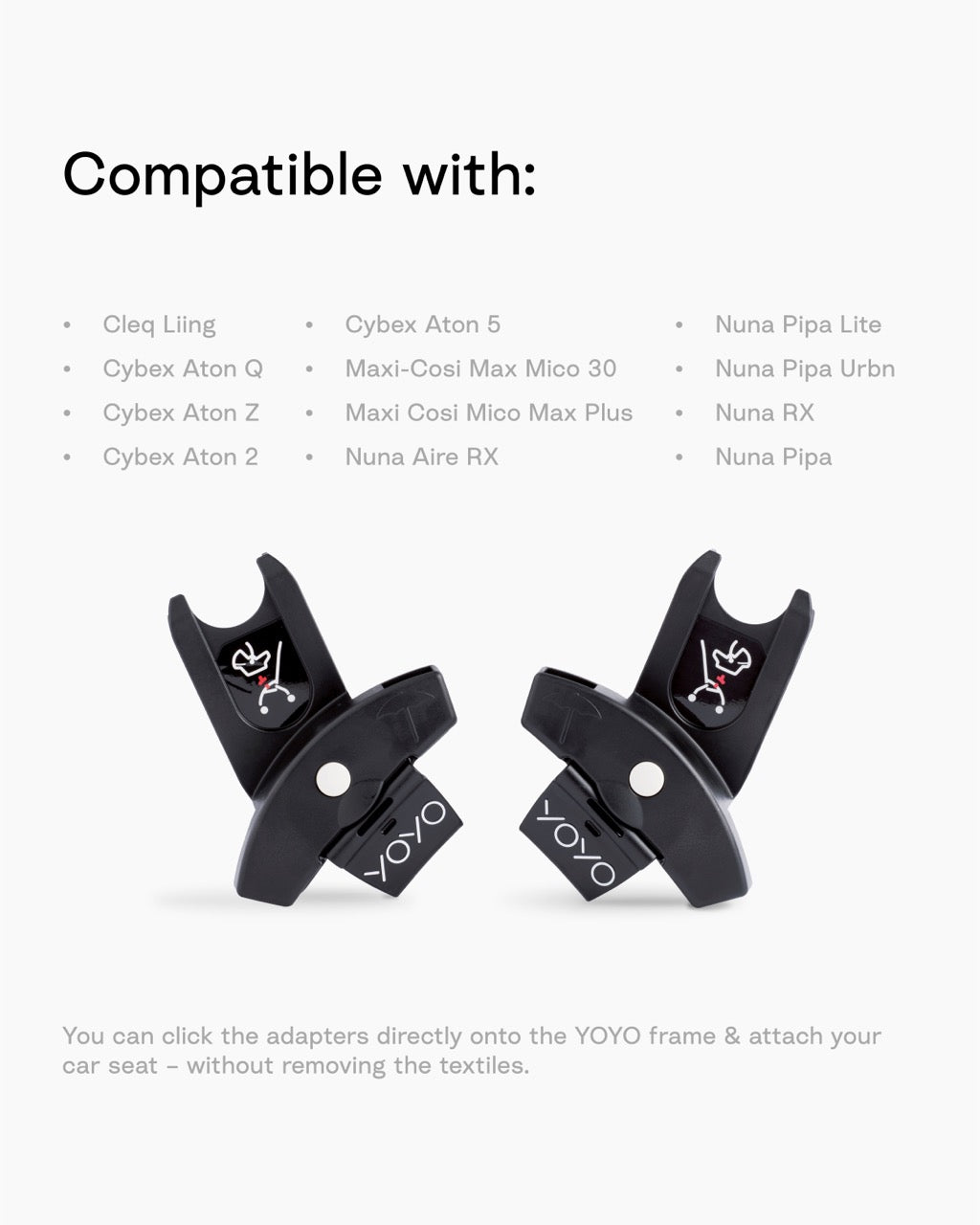 YOYO Car Seat Adapters in Black