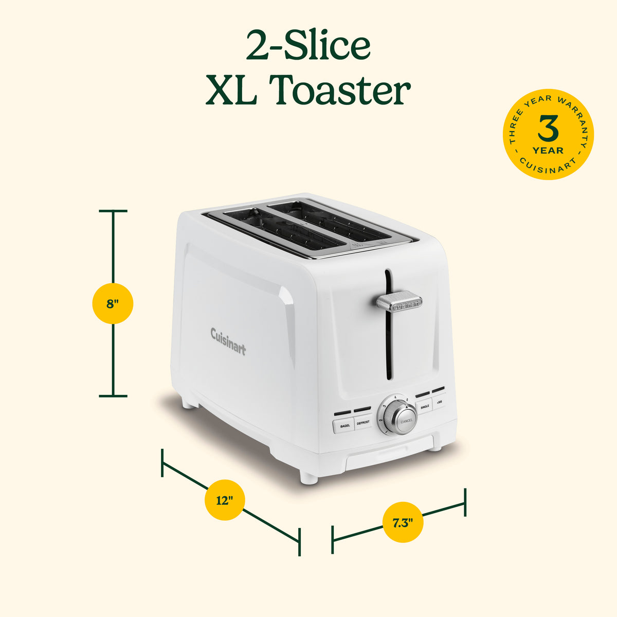 2-Slice XL Slot Toaster in White