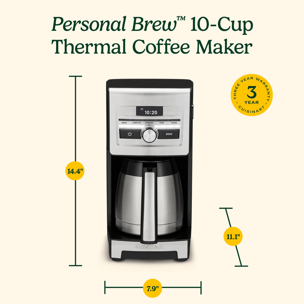 Personal Brew 10-Cup Thermal Coffee Maker in Black and Stainless
