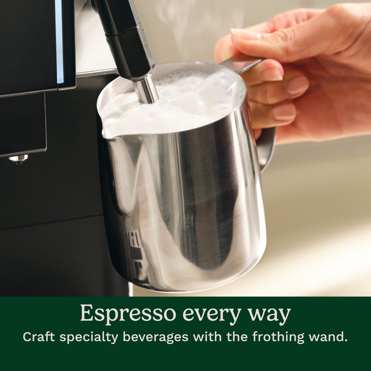 Espresso Bar Fully Automatic Espresso Machine in Black and Silver