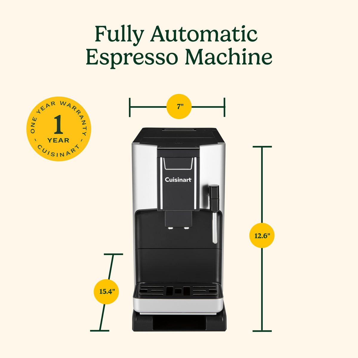 Espresso Bar Fully Automatic Espresso Machine in Black and Silver