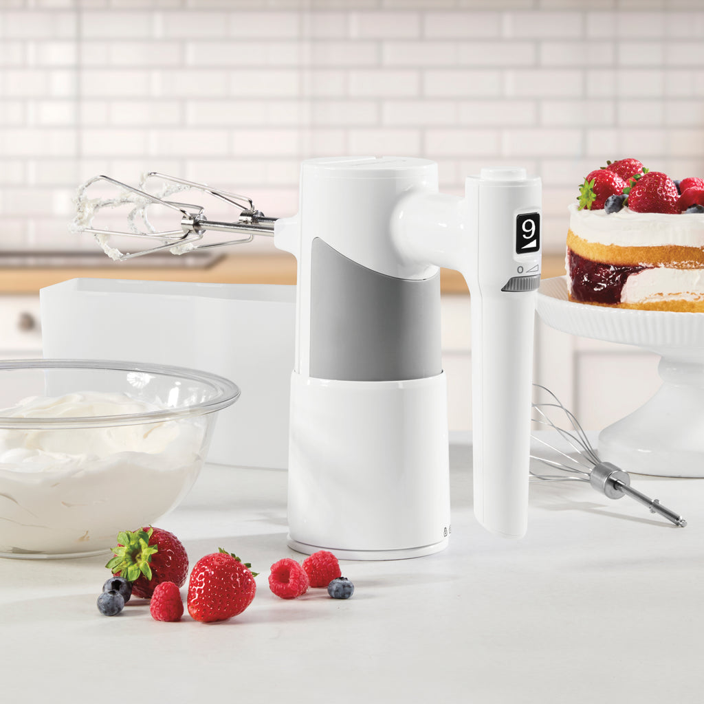 9-Speed Hand Mixer with Case in White