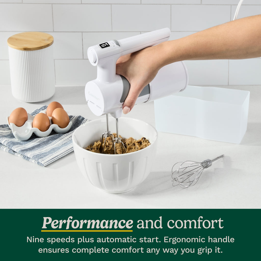 9-Speed Hand Mixer with Case in White