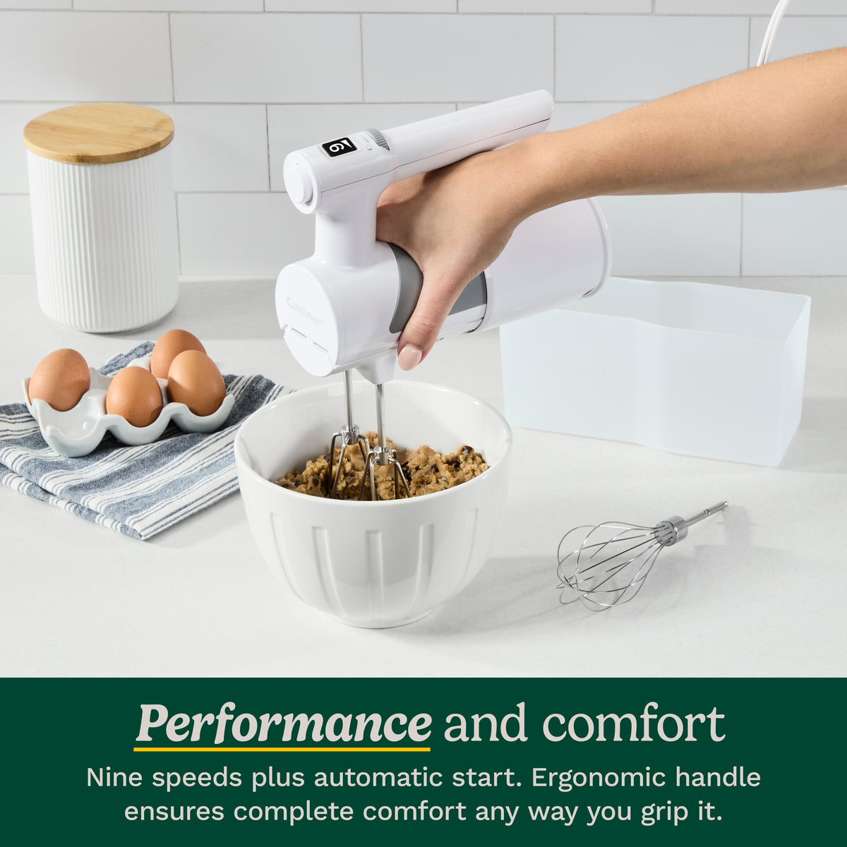 9-Speed Hand Mixer with Case in White