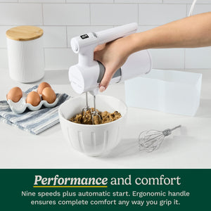 9-Speed Hand Mixer with Case in White