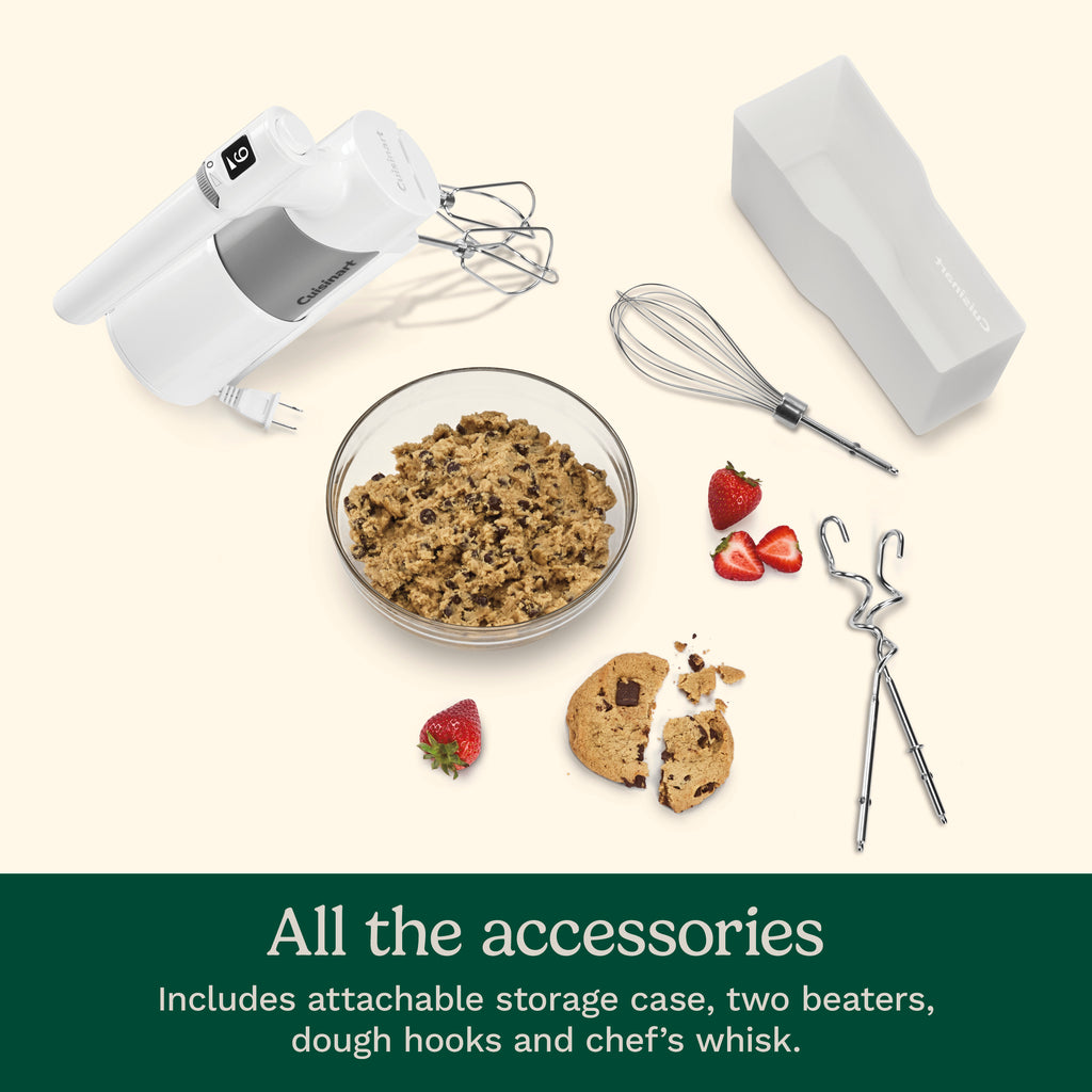 9-Speed Hand Mixer with Case in White