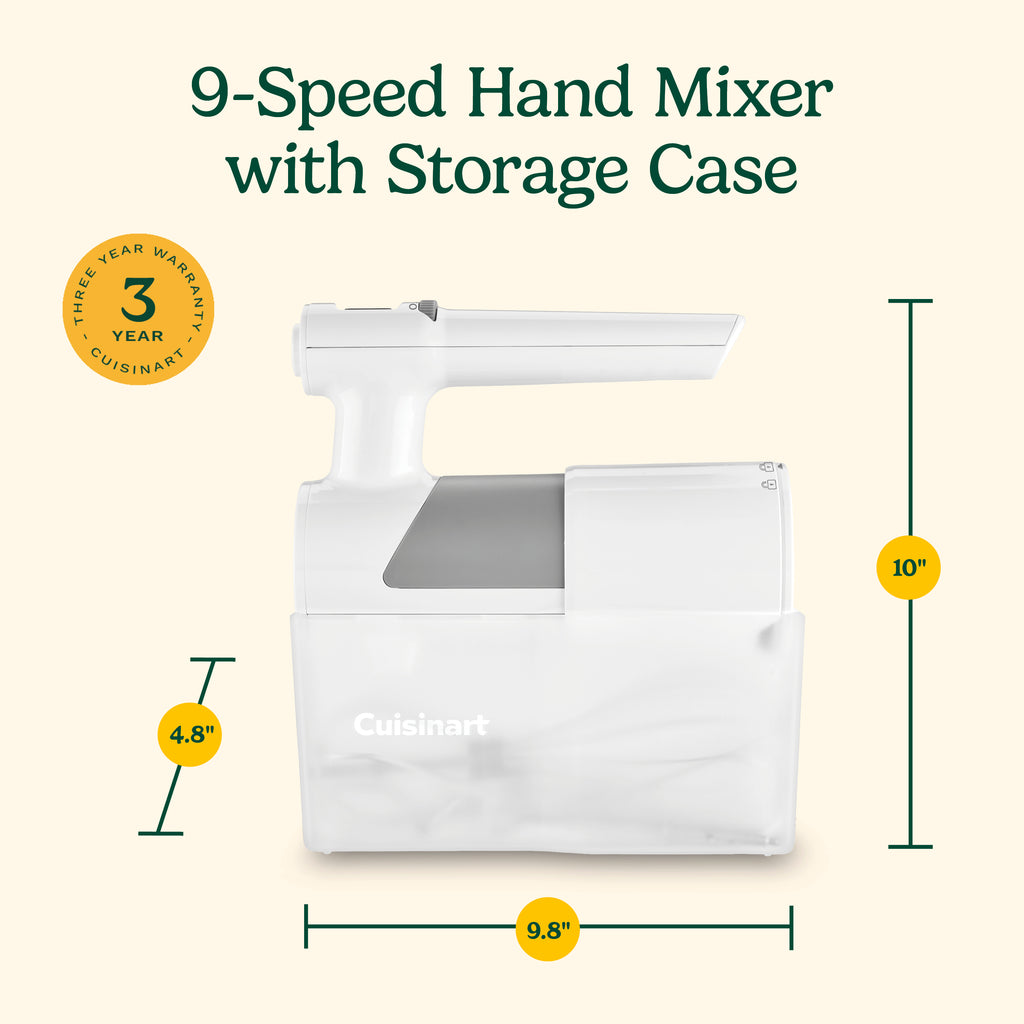 9-Speed Hand Mixer with Case in White