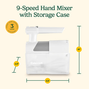 9-Speed Hand Mixer with Case in White