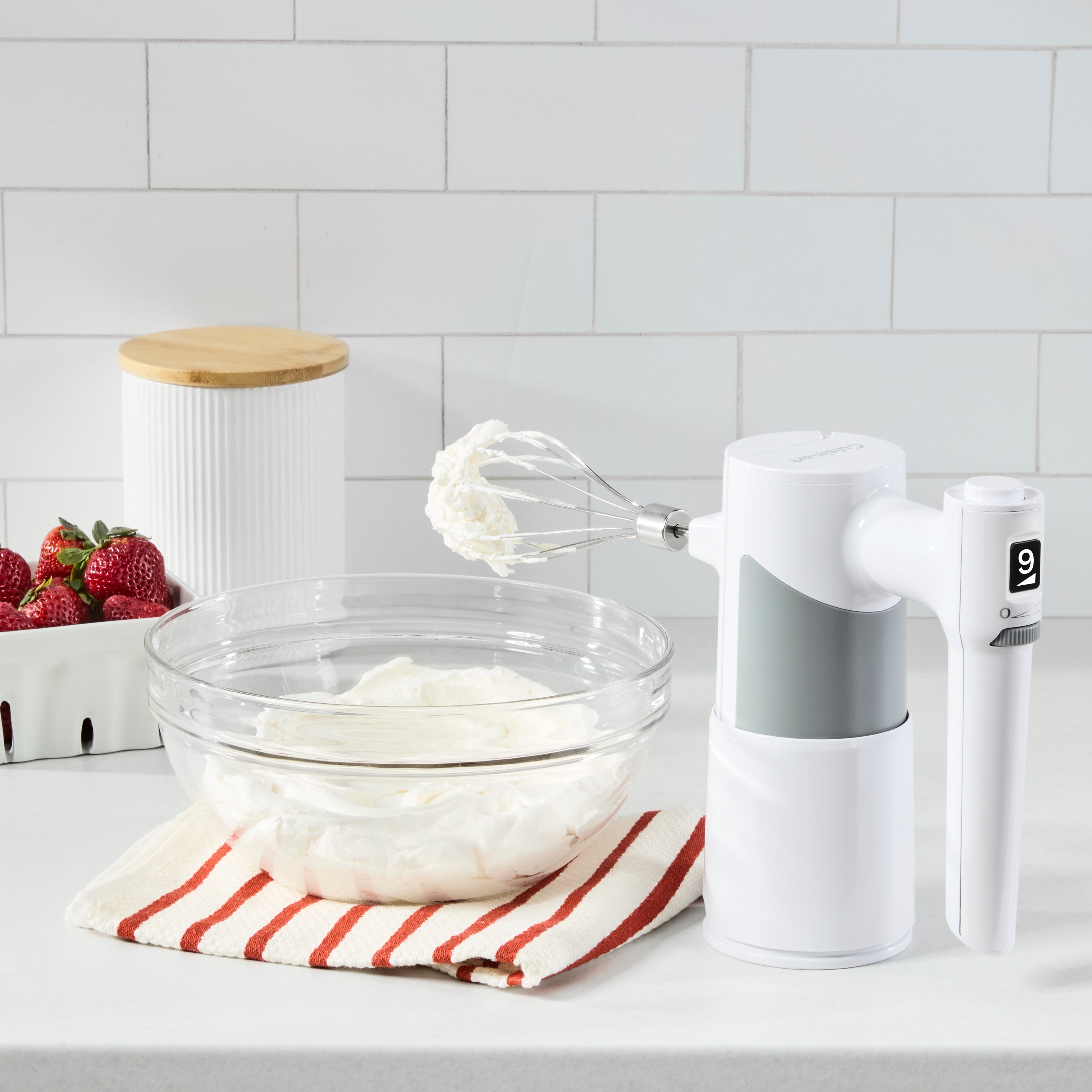 9-Speed Hand Mixer with Case in White
