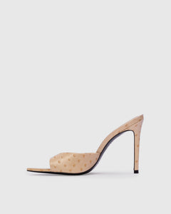 Brea 100 Mule in Nude Ostrich Leather