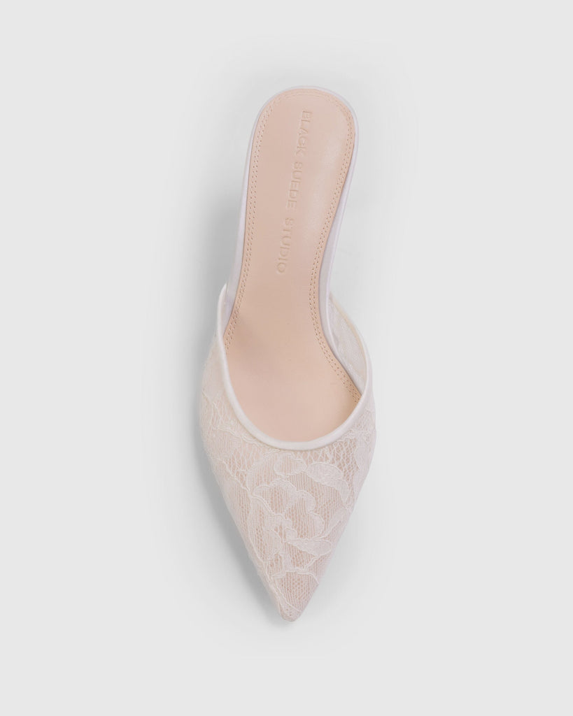 Jayla 70 Mule in White Floral Lace