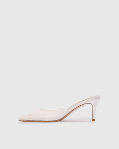 Jayla 70 Mule in White Floral Lace