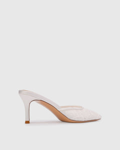 Jayla 70 Mule in White Floral Lace