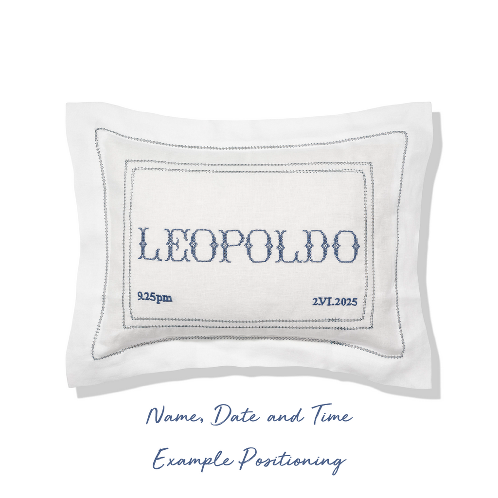 Elizaveta Boudoir Pillow in Chambray Blue Hemstitch