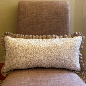 Pomegranate Print Cushion in Tawny Gold with Tawny Gold Frill
