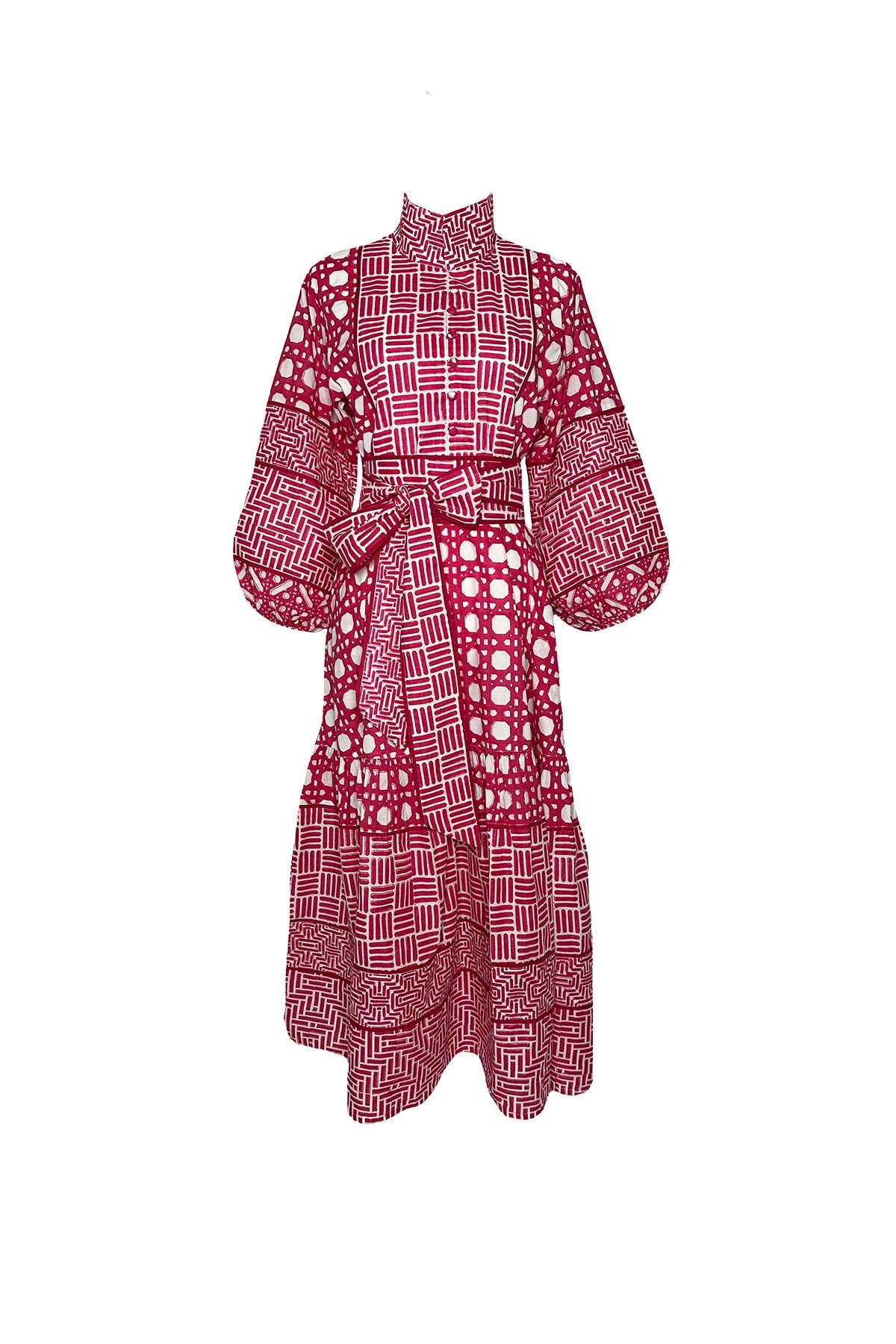 Flounce Dress in Fuchsia Caning
