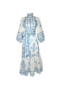 Flounce Dress in Baby Blue Marigold