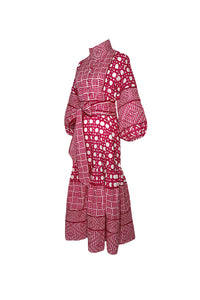 Flounce Dress in Fuchsia Caning