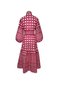 Flounce Dress in Fuchsia Caning