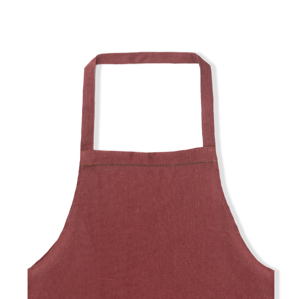 Marsala Apron with Fern Green Hemstitch