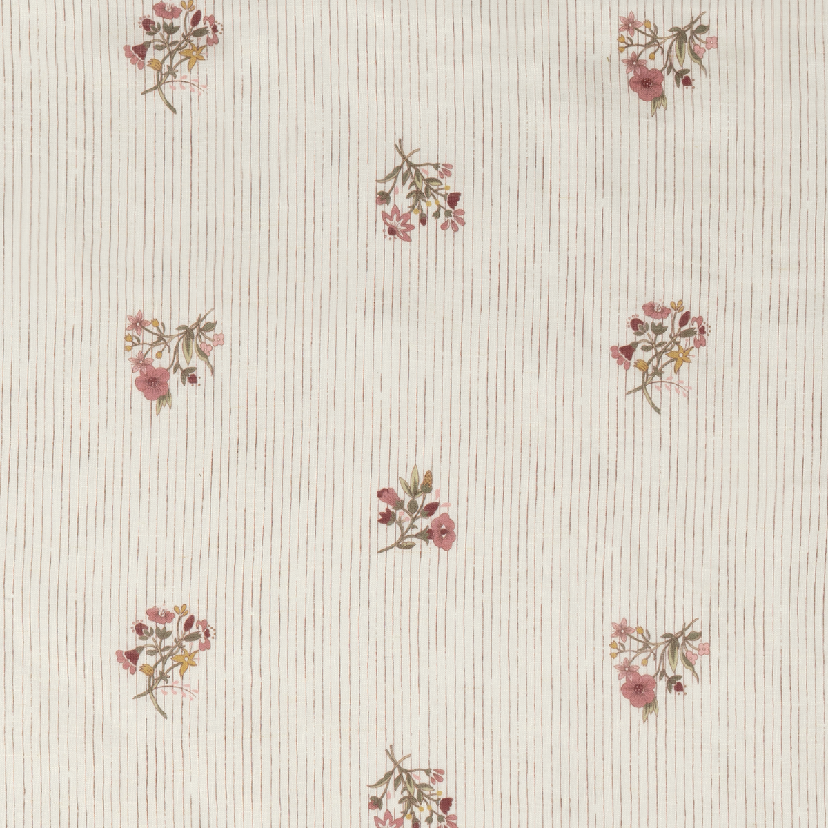 Scarlet Flax & Field Posy Pinstripe Printed Tablecloth