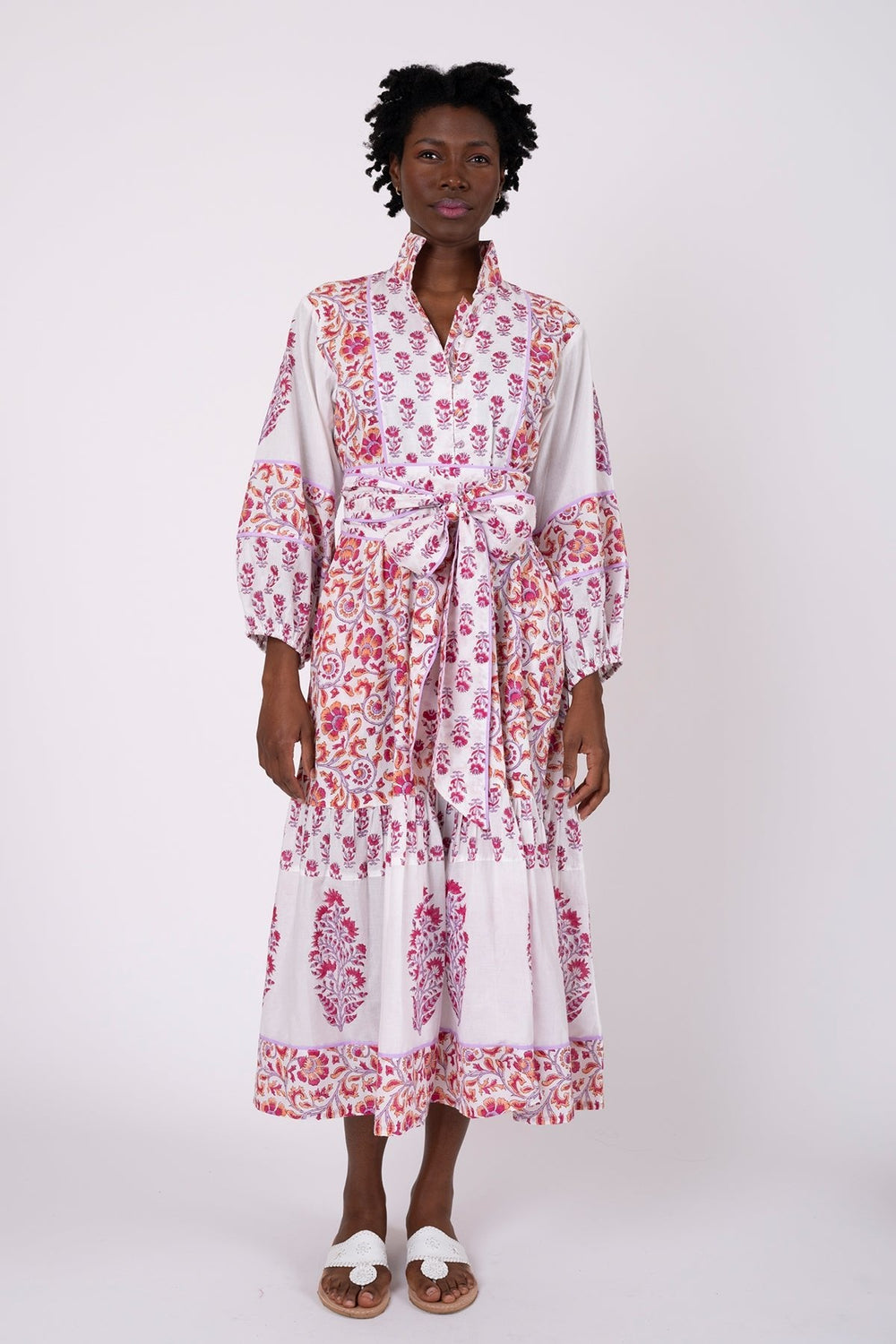 Flounce Dress in Cassis & Lavender Victorian Frieze