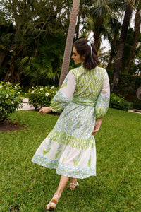 Flounce Dress in Lake & Celery Lily of the Valley