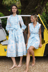 Flounce Dress in Baby Blue Marigold