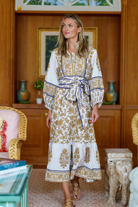 Flounce Dress in Chino & Navy Vintage Lily