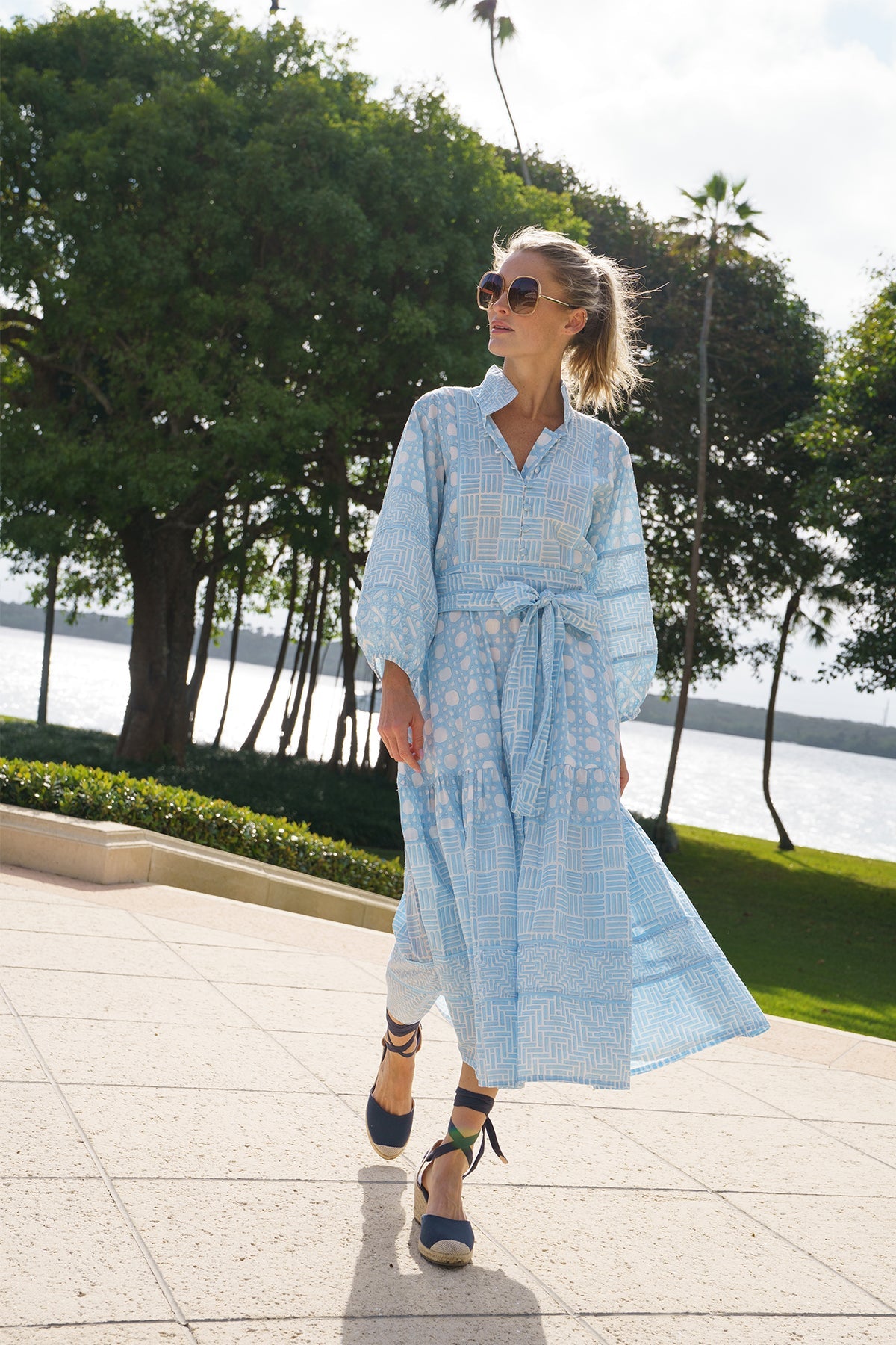 Flounce Dress in Baby Blue Caning