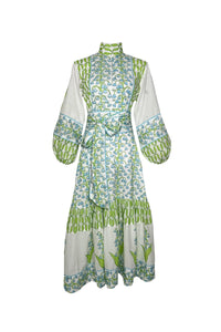 Flounce Dress in Lake & Celery Lily of the Valley