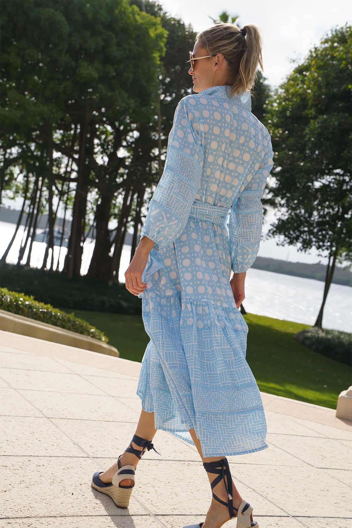 Flounce Dress in Baby Blue Caning