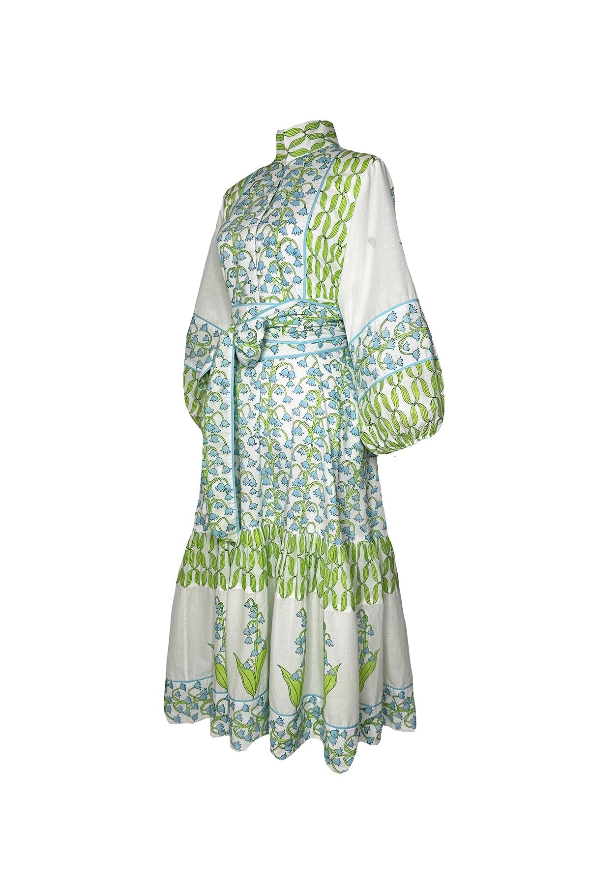 Flounce Dress in Lake & Celery Lily of the Valley