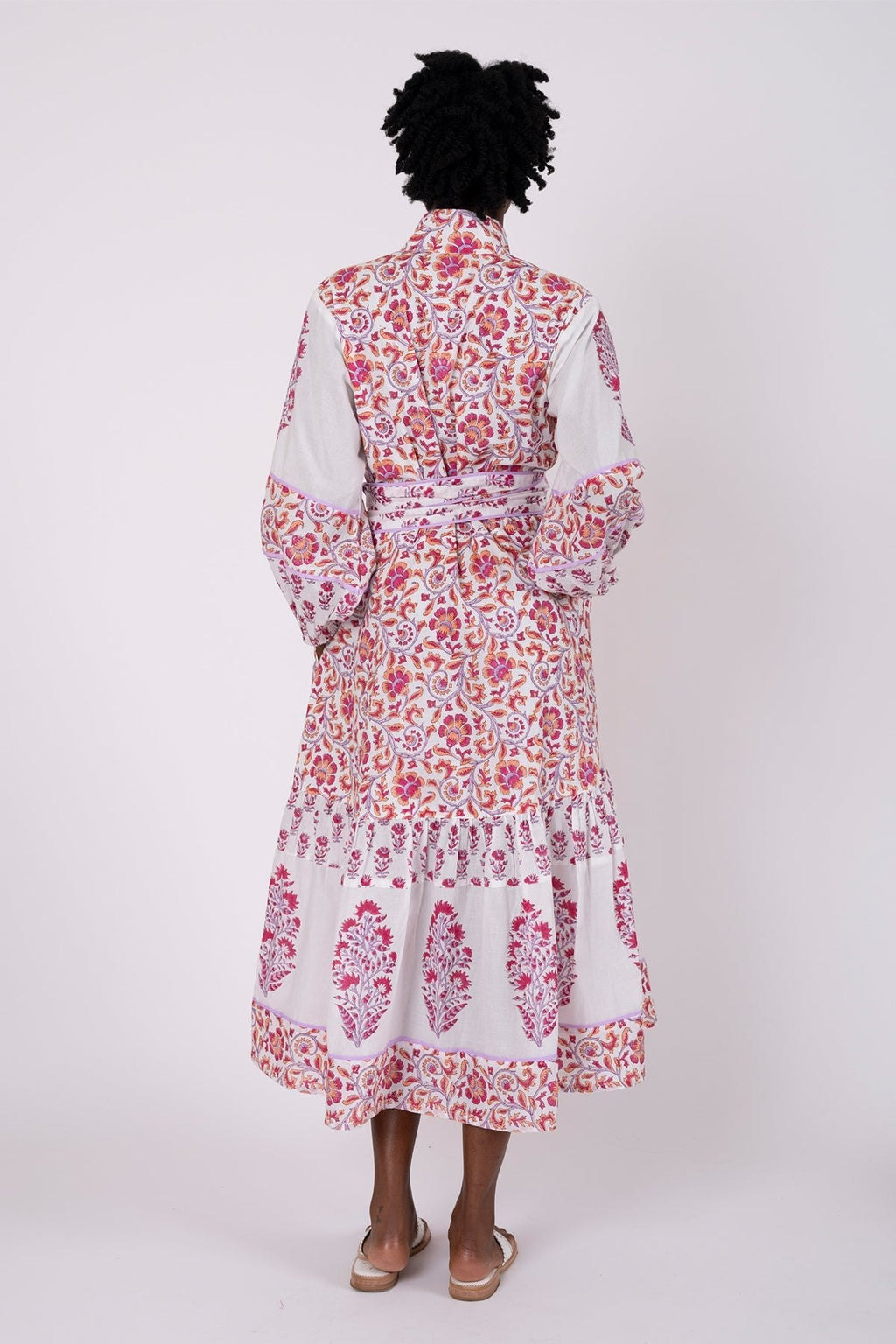 Flounce Dress in Cassis & Lavender Victorian Frieze