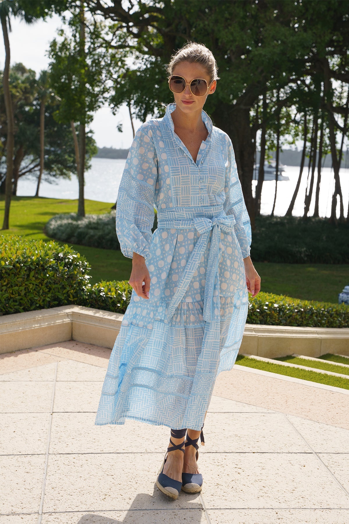 Flounce Dress in Baby Blue Caning