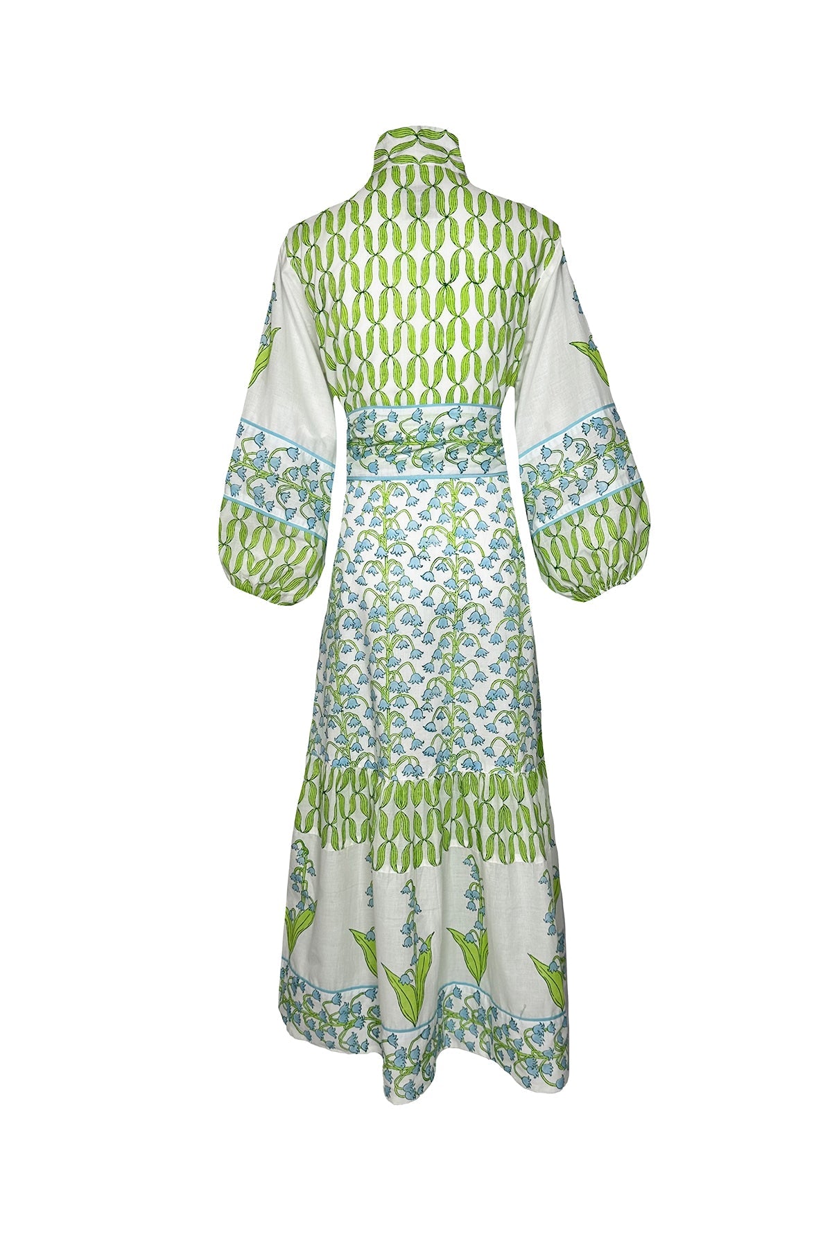 Flounce Dress in Lake & Celery Lily of the Valley