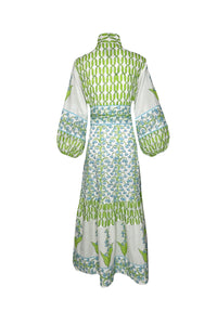 Flounce Dress in Lake & Celery Lily of the Valley