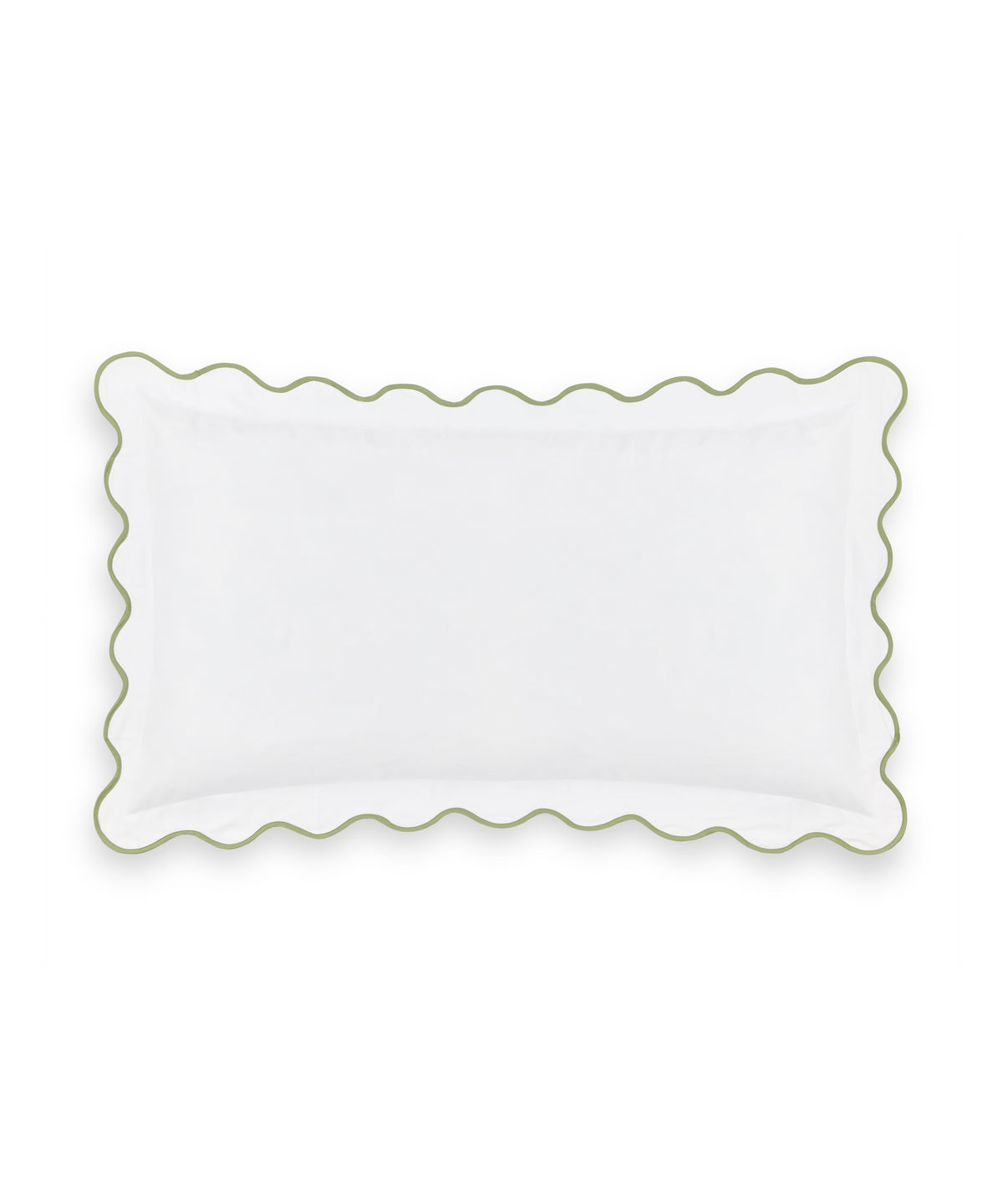 Rebecca Udall Alexandra Scalloped Wavy Bed Linen, Sage Green Flat Pillow