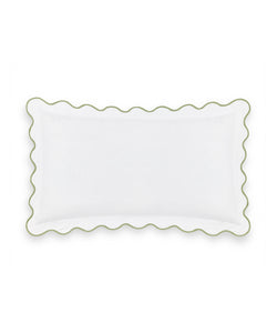 Rebecca Udall Alexandra Scalloped Wavy Bed Linen, Sage Green Flat Pillow