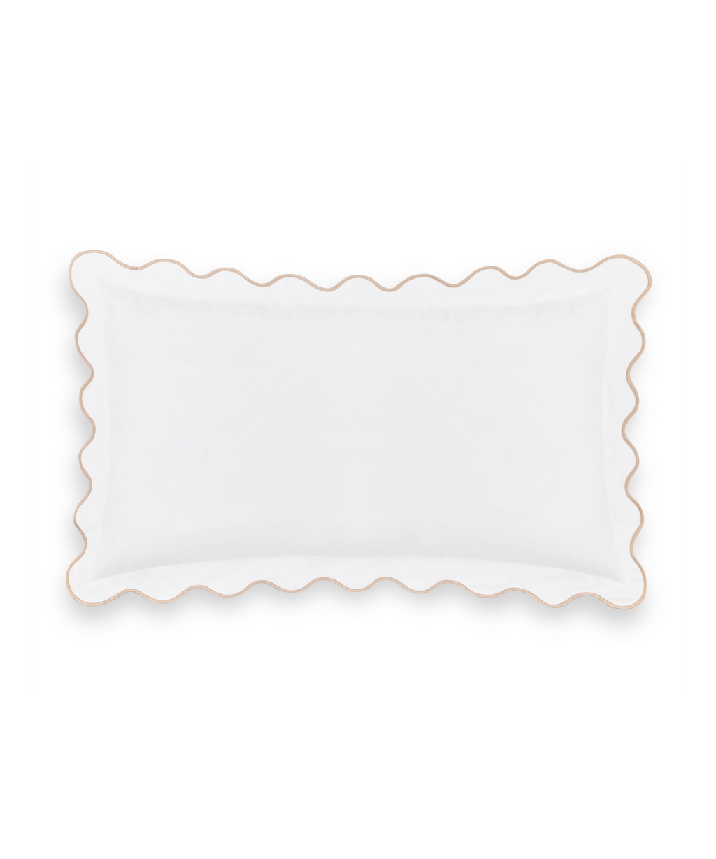 Rebecca Udall Alexandra Wavy Scalloped Bed Linen, Plaster Pink Flat Pillow
