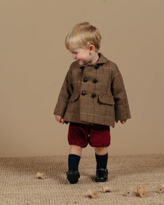 Sherlock Double Breasted Baby Jacket in Brown Tweed