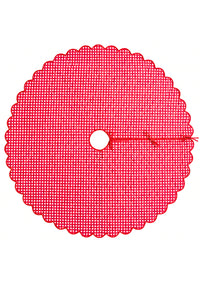 Scalloped Blockprint Quilted Tree Skirt in Red Gingham
