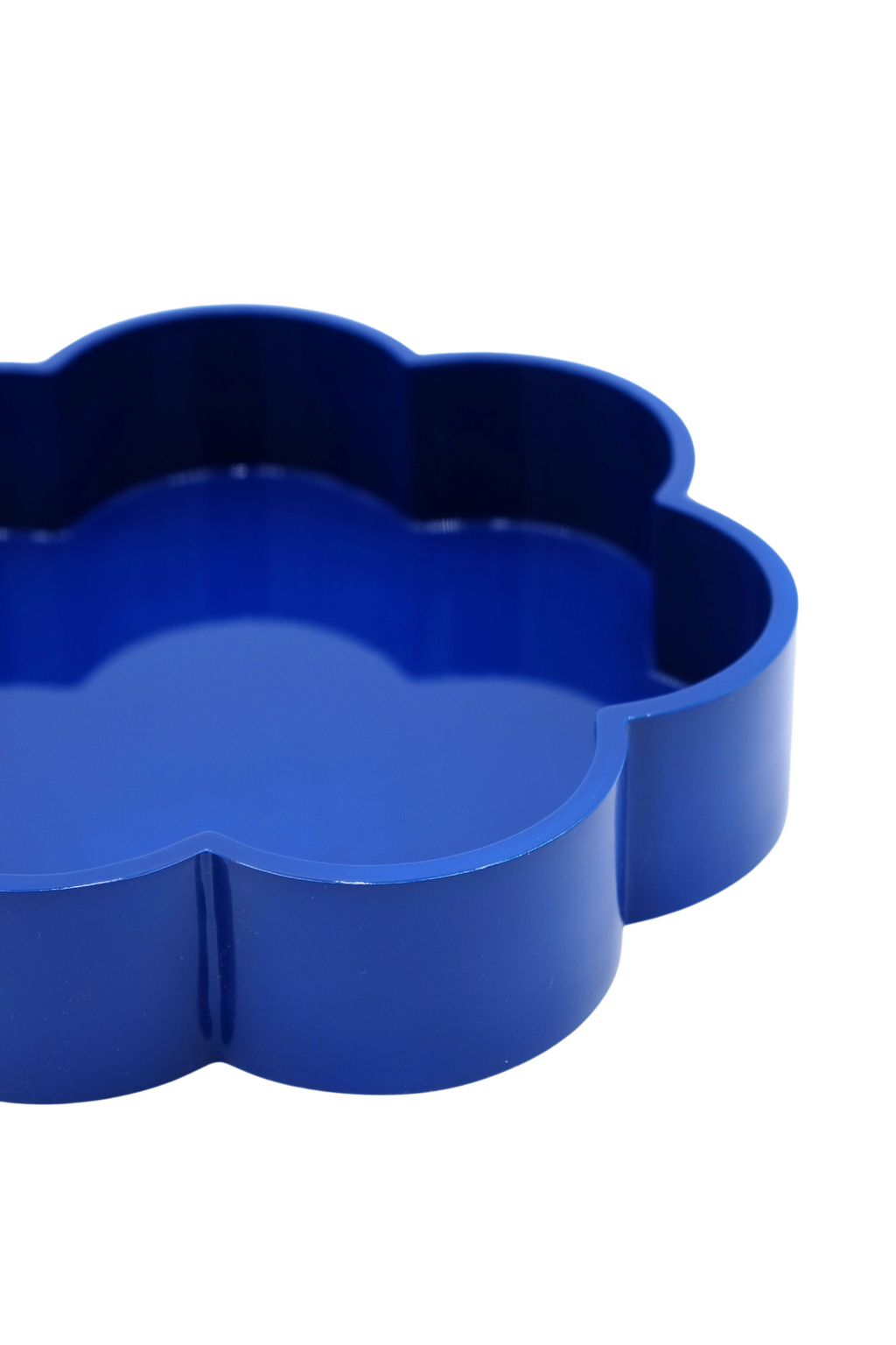 Cobalt Blue Flower-Shaped Lacquerware Tray