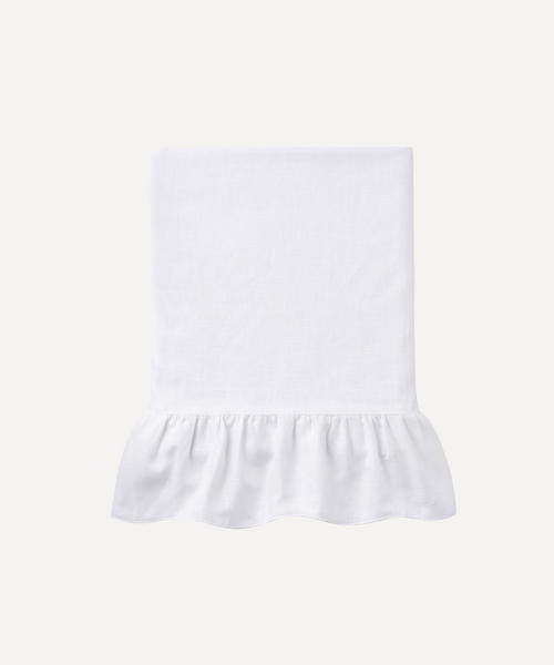 Ruffle Linen Tablecloth, White