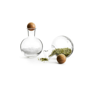 Nature Glass Spice Serving Set with Oak Stoppers