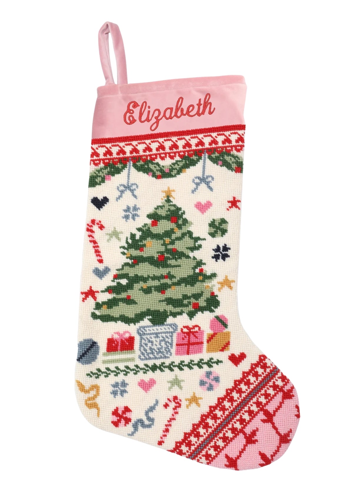 Velvet Cuff Christmas Tree Stocking